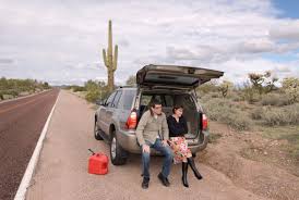 Car running out of fuel in the middle of nowhere